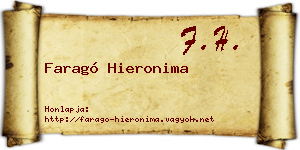 Faragó Hieronima névjegykártya